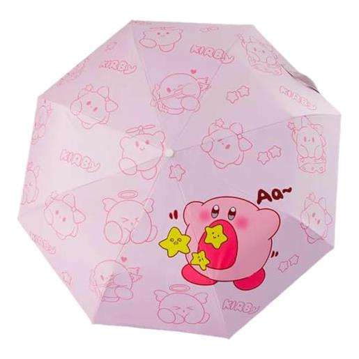 BOQUN ombrello kirby anime cute ably automatic sun ombrello pieghevole gue nero protezione solare e protezione uv uombrello per bambini-automatico