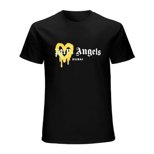 NINEAIR shirts with creative letters, pair of angel palm love inkjet letter print shirt, short sleeves, summer top short-sleeved t-shirts black s