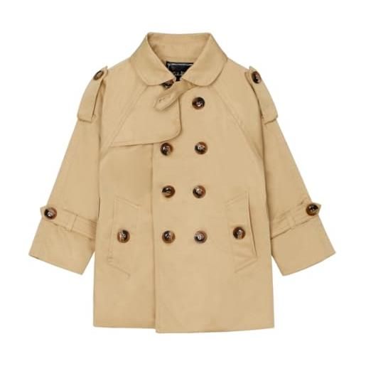 Acuryx giacca a vento da bambino ragazzo doppio petto elegante trench cappotto con cintura khaki 3-4 anni