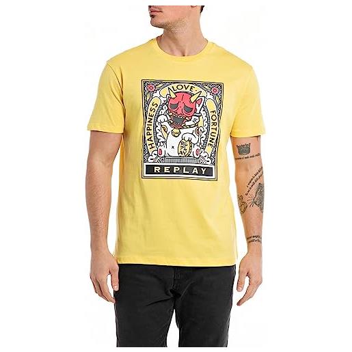 REPLAY m6678, t-shirt uomo, giallo (corn yellow 661), s