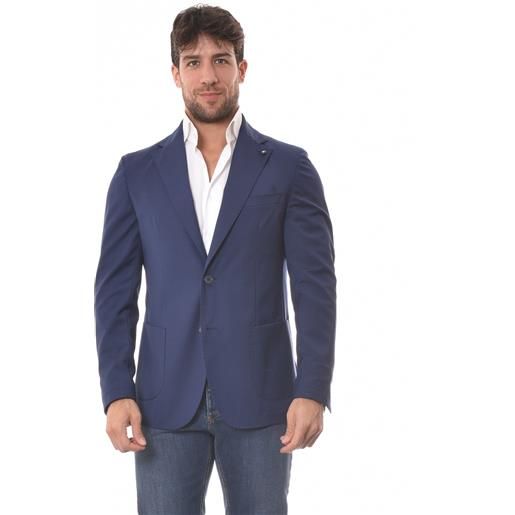 Herman & Sons giacca blu navy monopetto con spacchi laterali