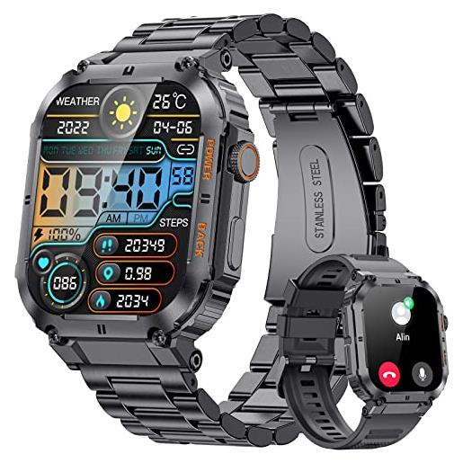 LIGE smartwatch uomo chiamate/risposta bluetooth notifiche 1.32 hd touchscreen uomo sportive orologio fitness cardiofrequenzimetro spo2 tracker ip67 impermeabile orologio intelligente android