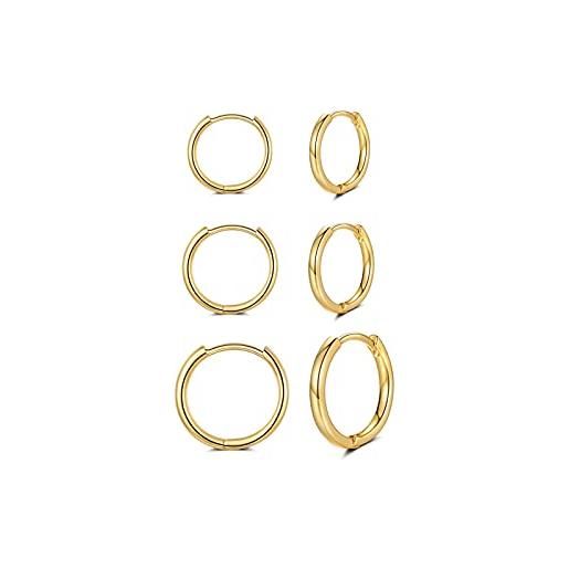 CRASLYMO orecchini a cerchio in argento 925, orecchini a cerchio in oro rosa, piccoli per donna, uomo, ragazza (8 mm, 10 mm, 12 mm), trago helix, lega di acciaio