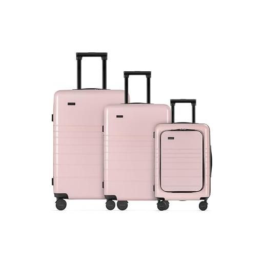 ETERNITIVE - set di valigie rigide | set di 3 valigie da viaggio in policarbonato & abs | dimensioni: 74 x 64 x 54 cm | set di valigie con lucchetto tsa | ruote a 360° | valigie durevole | rosa