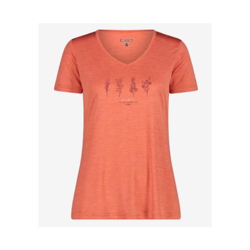 Cmp woman t-shirt m/m scollo v tess tecnico arancio fiammata donna