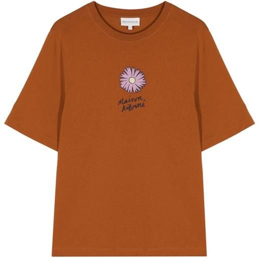 Maison Kitsuné t-shirt floating flower - marrone