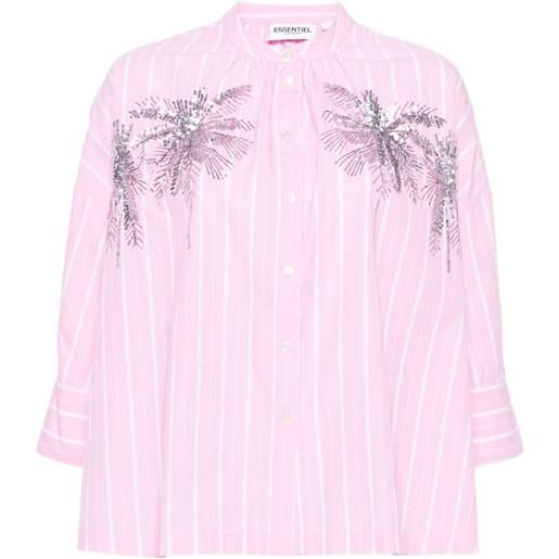 Essentiel Antwerp camicia fergana con ricamo palm tree - rosa