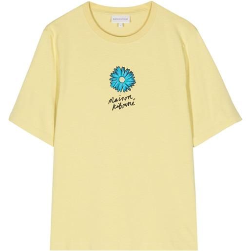 Maison Kitsuné t-shirt floating flower - giallo