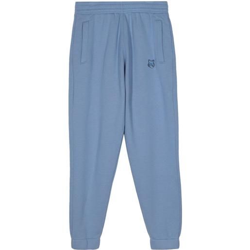 Maison Kitsuné pantaloni sportivi con applicazione fox - blu
