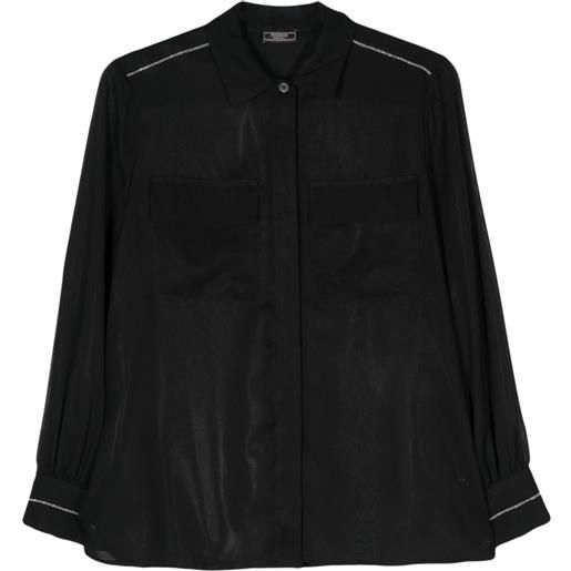 Peserico camicia semi trasparente - nero