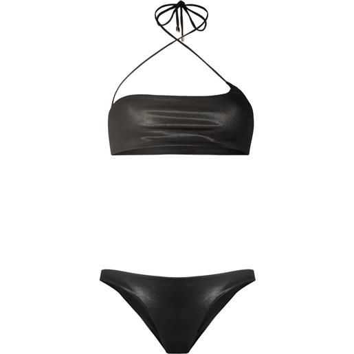 The Attico set bikini asimmetrico in finta pelle - nero
