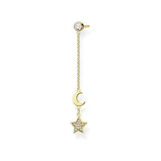 Thomas Sabo orecchini da donna a forma di stella e luna in argento sterling 925 e argento, gold, h2151-414-14