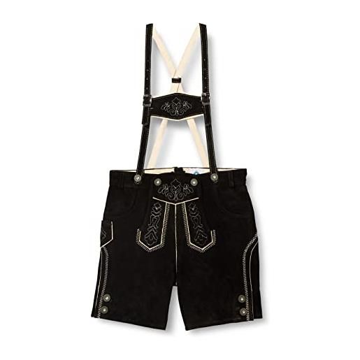 Isar-Trachten - pantaloni corti in pelle per bambini ricamati, colore: nero nero (nero) 24 mesi
