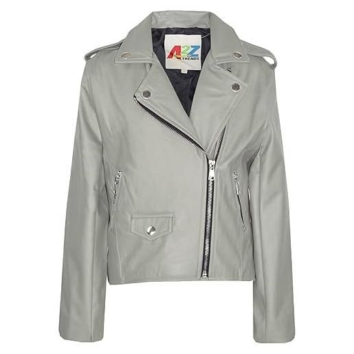 A2Z 4 Kids giacca in pelle pu con collo spesso giacca biker - pu leather jacket 460 silver grey 13