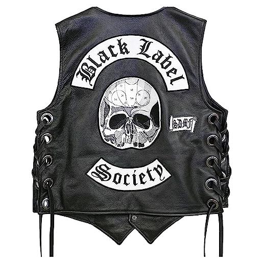 FAUX FACTION black label society ozzy doom crew osbourne ricamato skull label patch biker rider vest, nero - black label society vest real, xl