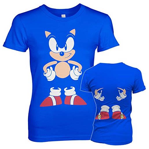 Sonic The Hedgehog licenza ufficiale front & back donna maglietta (blu), l