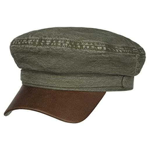 Stetson berretto marinaio anti uv peabody uomo - berretti con visiera da cappello baker boy visiera, primavera/estate - s (54-55 cm) verde scuro