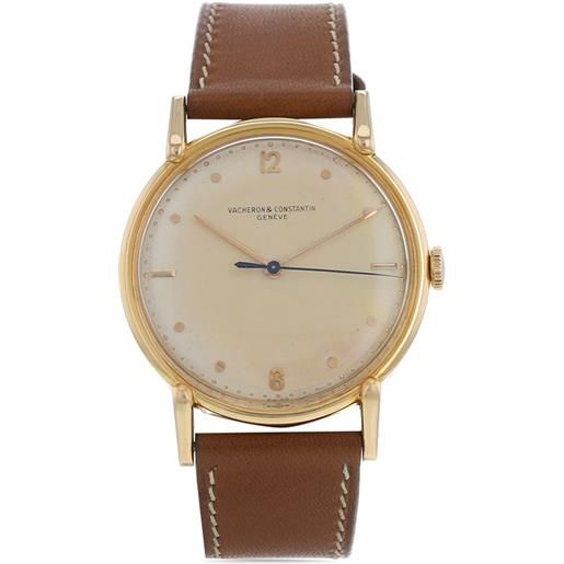 Vacheron Constantin - orologio vintage 37,5mm pre-owned 1950 - uomo - pelle/vetro/rose gold - taglia unica - toni neutri