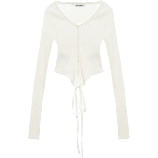 Low Classic cardigan a coste - bianco