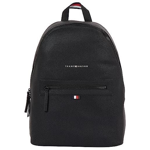 Tommy Hilfiger zaino uomo essential pu backpack bagaglio a mano, nero (black), taglia unica