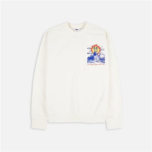 Obey we come from the sun premium french terry crewneck unbleached uomo