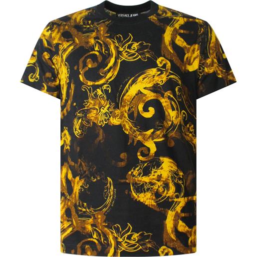 VERSACE JEANS COUTURE t-shirt nera con fantasia all over per uomo