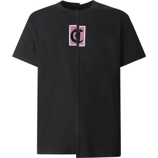 JUST CAVALLI t-shirt nera con mini logo centrale per uomo