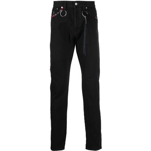 Mastermind Japan jeans slim con decorazione di perline - nero