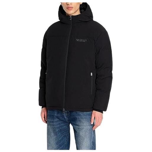 Armani Exchange limited edition we beat as one nylon down hooded buffer coat, nero, s uomo