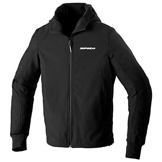 SPIDI, hoodie armor evo colore nero, taglia xl, giacca moto da uomo con zone in reflex per sicurezza notturna, protegge dal vento, con protezioni rimovibili