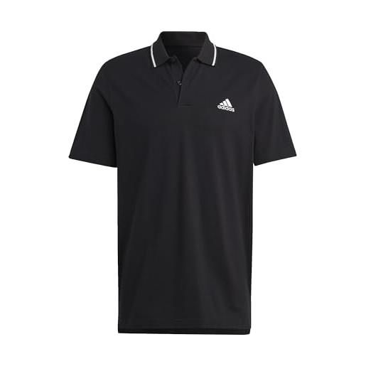 adidas essentials piqué small logo short sleeve polo shirt, uomo, black, m