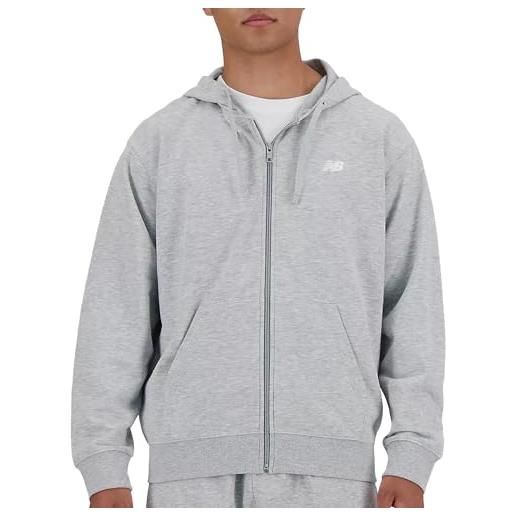 New Balance stacked logo french terry full zip hoodie - athletic grey