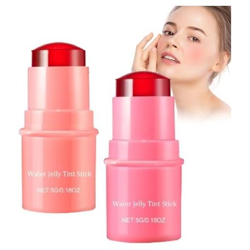 Sovtay milk cooling water jelly tint, milk jelly blush, milk jelly tint, water jelly tint stick, milk water jelly tint, sheer lip & cheek stain, long lasting moisturising (coral+red)