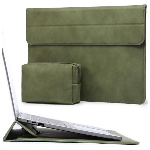 HYZUO 15 pollici custodie per pc portatile borsa con funzione stand compatibile con mac. Book air 15 m2 a2941 2024 2023, mac. Book pro 15 a1990 a1707 2019-2016, 15 surface laptop 5/4/3, verde oliva