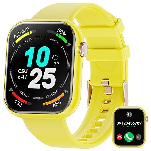 Hwagol smartwatch donna uomo 1.85 pollici touch screen smart watch con chiamate bluetooth, orologio da donna uomo con 140+ modalità sport spo2, orologio da polso per ios android