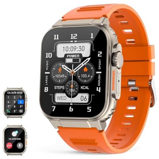 Hapax 2023 nuovo uitra smart watch ultra series8 nfc smartwatch 49mdonna bluetooth chiamata impermeabile wireless ricarica bracciale fitness(arancione)