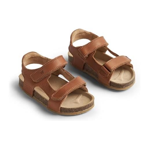 Wheat sandali in sughero senza punta corey-unisex-vera pelle, scarpe per chi inizia a camminare bambini, 9002 cognac, 28 eu