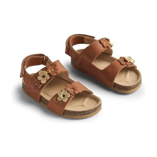 Wheat sandalo in sughero senza punta clara con fiori-unisex-vera pelle, scarpe per chi inizia a camminare bambini, 2021 old rose, 26 eu