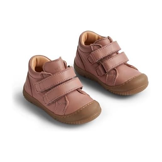 Wheat stivali con doppio velcro ivalo-unisex-vera pelle, scarpe per chi inizia a camminare bambini, 2021 old rose, 20 eu