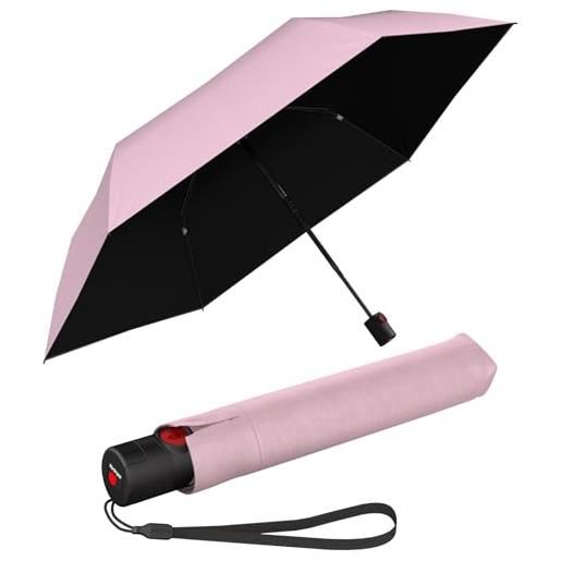 Knirps ombrello tascabile ultra u. 200 medium duomatic - on to automatico - antitempesta - antivento, rosa con protezione dai raggi uv e dal calore, 95 cm, ombrello tascabile automatico