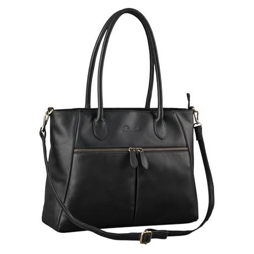 Benthill donna borsa in pelle - borsa in pelle di alta qualità - borsa classica donna grande/shopper - borsa a tracolla elegante, color: nero