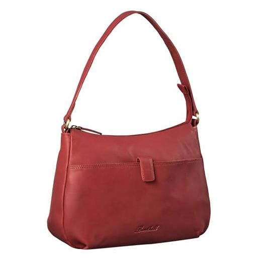 Benthill handbag donna leather - borsa in pelle di vacchetta donna - borsa a tracolla in vera pelle con zip - borsa a tracolla vintage, color: rosso