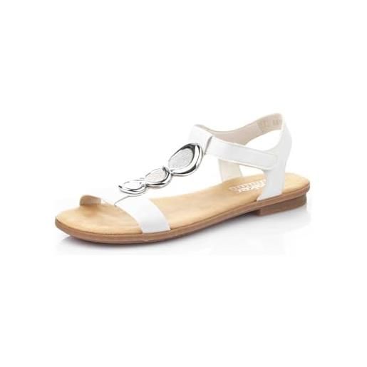 Rieker donna sandali 64265, signora sandali, scarpa estiva, sandalo estivo, comodo, piatto, bianco (weiss / 80), 37 eu / 4 uk