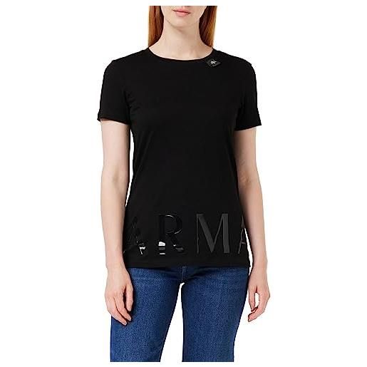 Armani Exchange maglietta in jersey di cotone shiney armani con logo t-shirt, nero, s donna