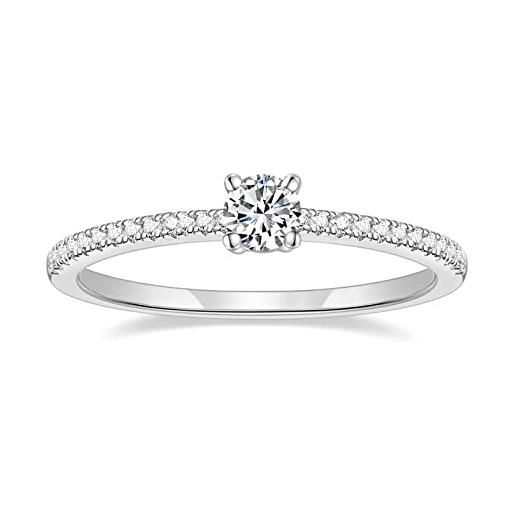 Zakk titaniumcentral anello da donna eternity con zirconi sottili e rotondi anelli di fidanzamento promessa (argento, 49 (15.6))