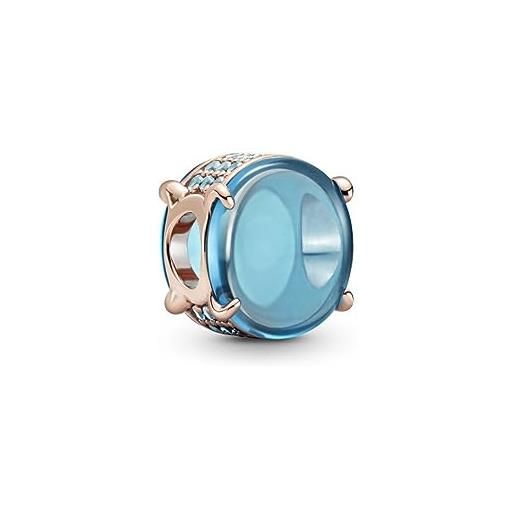 Pandora charm ovale blu con cabochon 789309c01 rosé