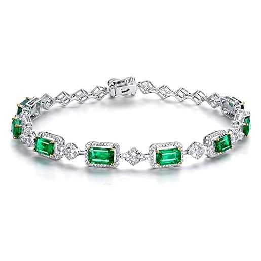 Beydodo - bracciale tennis smeraldo in oro bianco 18 carati, da donna, personalizzabile con diamante e smeraldo 3,44 ct, idea regalo per la mamma amica