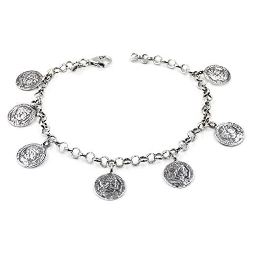 Damiano Argenti bracciale con monete sesterzi romani in argento 925 argento
