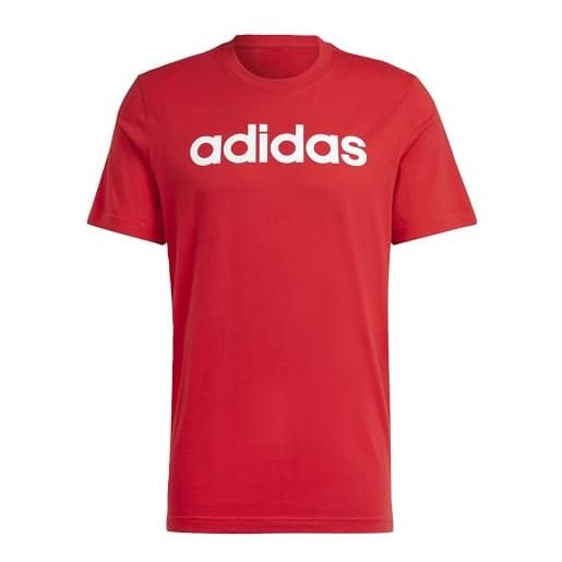 adidas essentials single jersey linear embroidered logo short sleeve t-shirt, maglietta uomo, better scarlet, l
