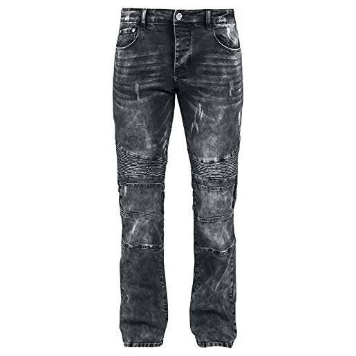 Black Premium by EMP uomo jeans grigi effetto biker w32l34
